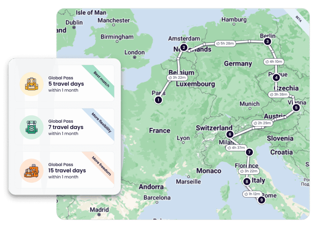 what countries are included in Eurail