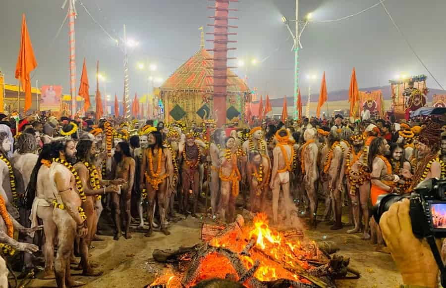 Sadhus doing their rituals in Magh Mela