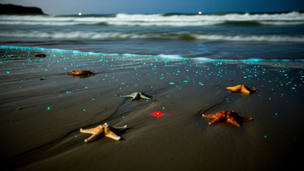 Phu Quoc beach view with starfish and sea creatures