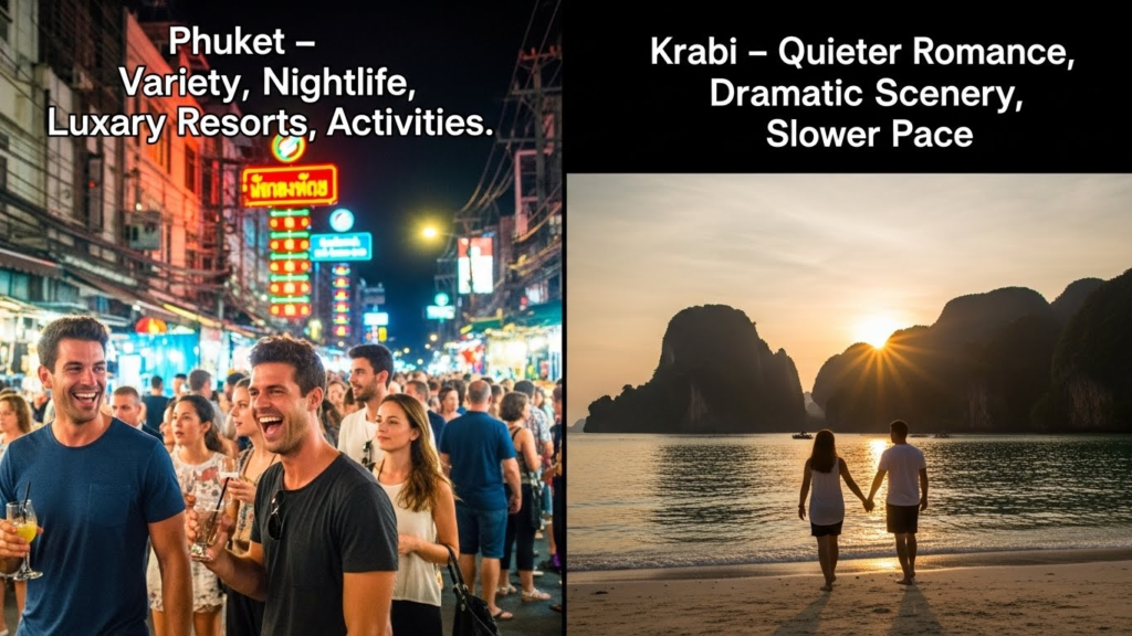 Comparison picture for Phuket vs. Krabi in January