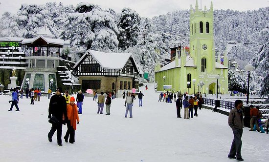 Shimla ridge snowfall view