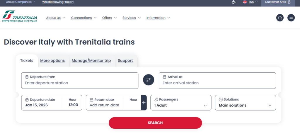 Trenitalia website