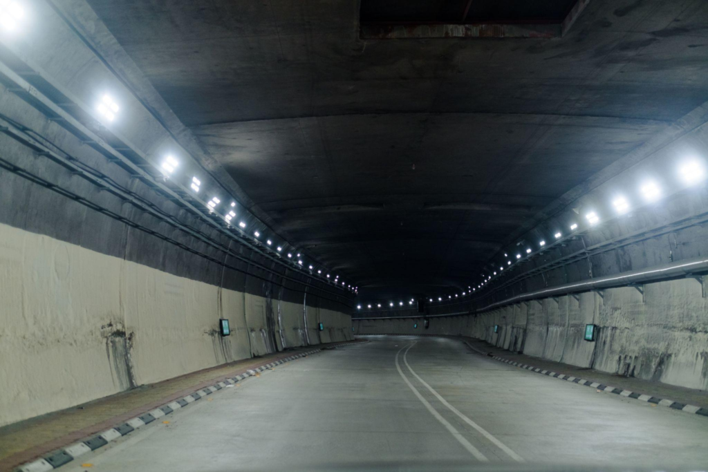 Atal Tunnel inside view on Chandigarh to Spiti Valley road