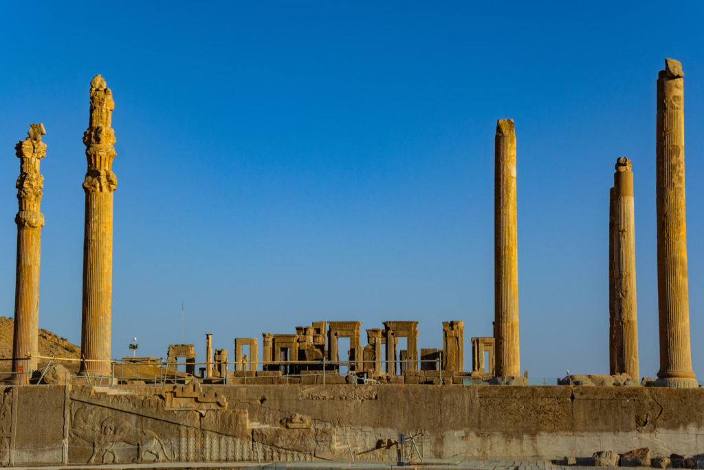 Persepolis Ancient Ruins and Tall Stone Columns in Iran's Historic Achaemenid Capital