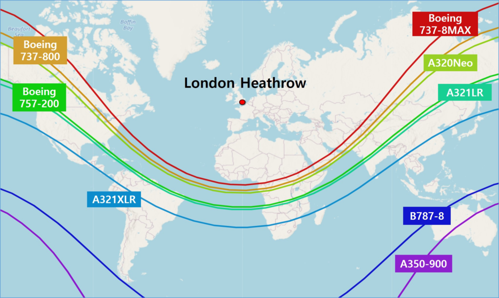 UK flight route map