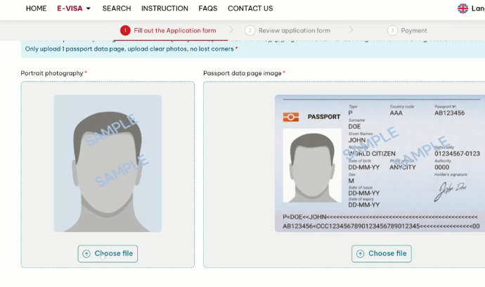 Vietbnam e-visa Photo Upload
