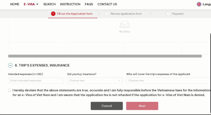 Vietnam e-visa travel insurance portal