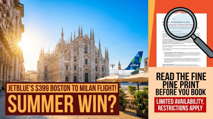 JetBlue Boston to Milan Flight