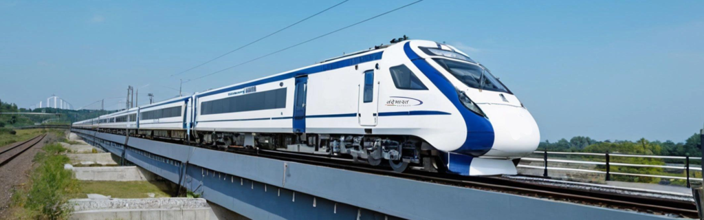 Vande Bharat Train On Track Ariel View