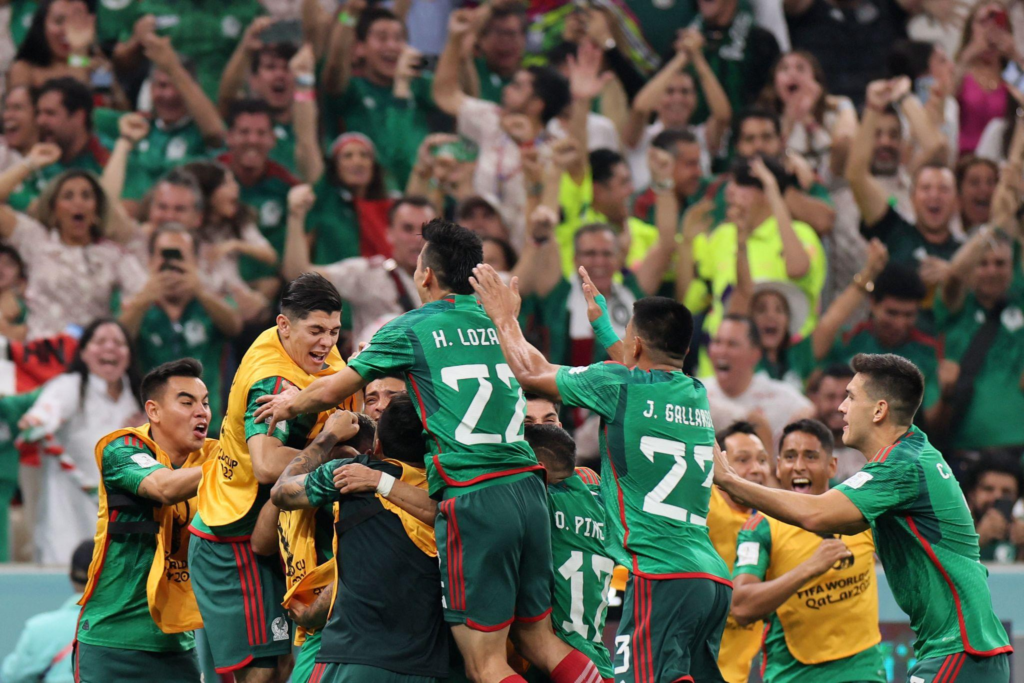 Mexican football supporters celebrating