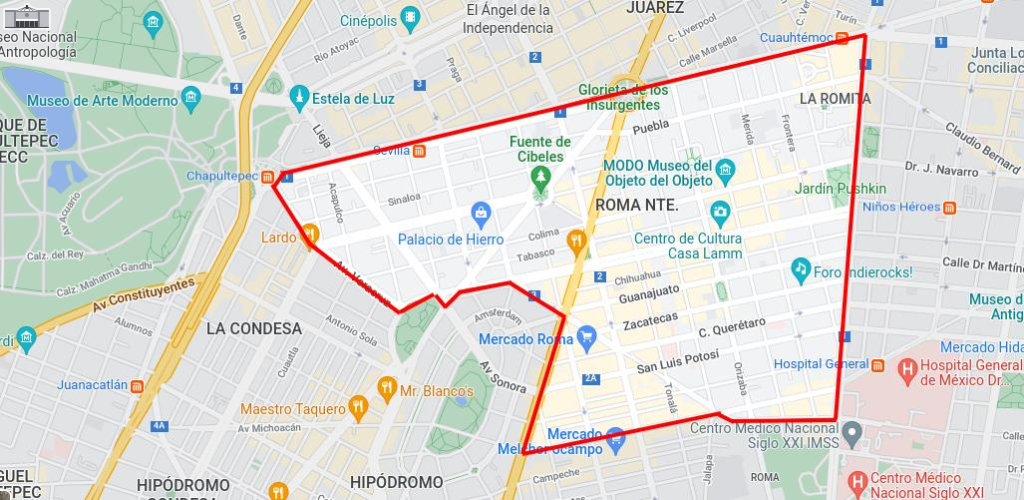 Roma Norte, Mexico City Map