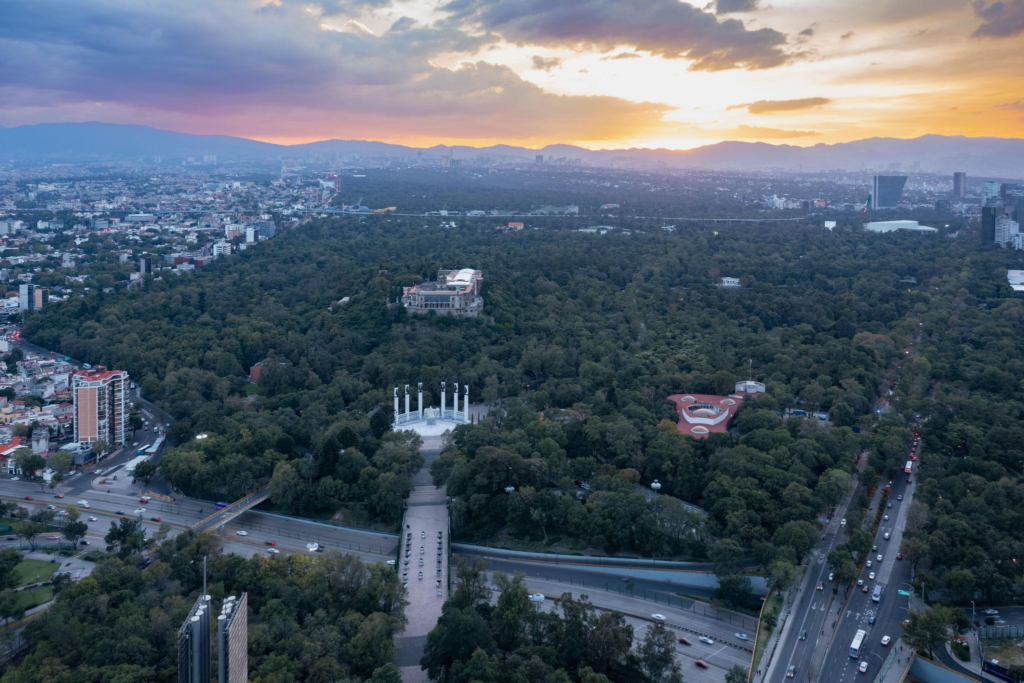 Chapultepec Park aerial view in Mexico City
