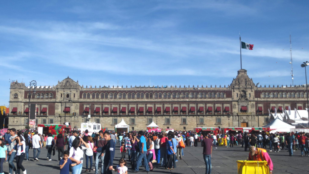 Tourists walking through Mexico City during daytime