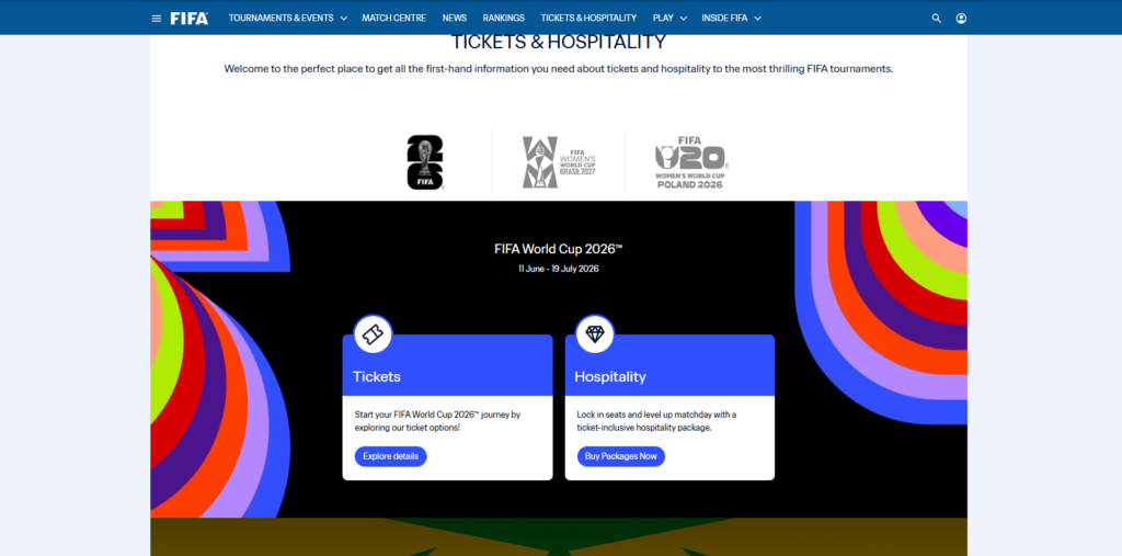 Online football ticket booking for FIFA World Cup 2026