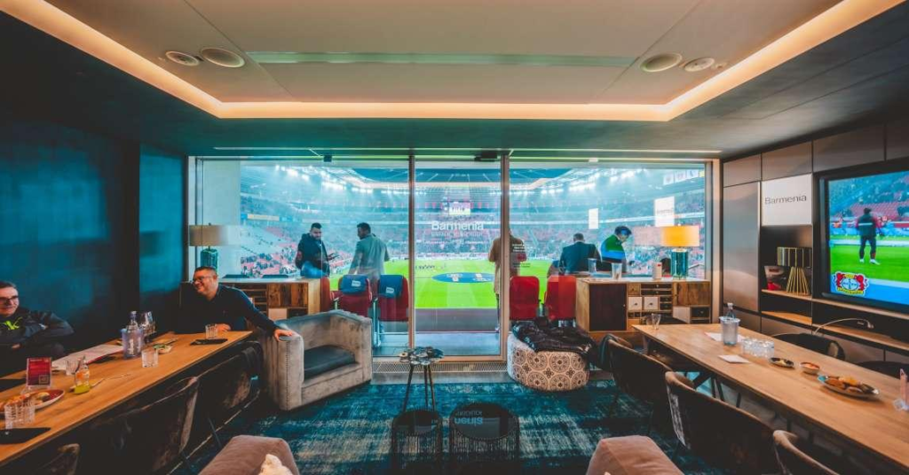 VIP hospitality suite at football stadium