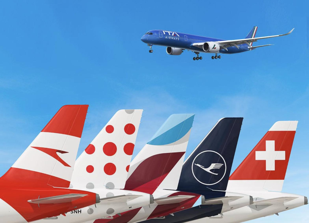 Lufthansa Group and ITA Airways partnership aircraft tail designs showing European airline integration