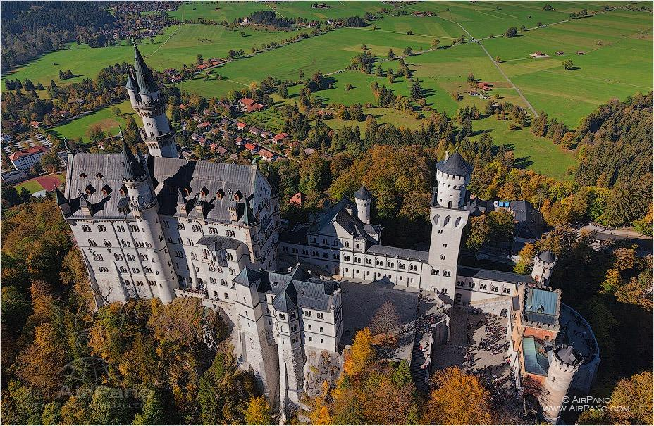 Bird's eye view of the Neuschwanstein Castle 