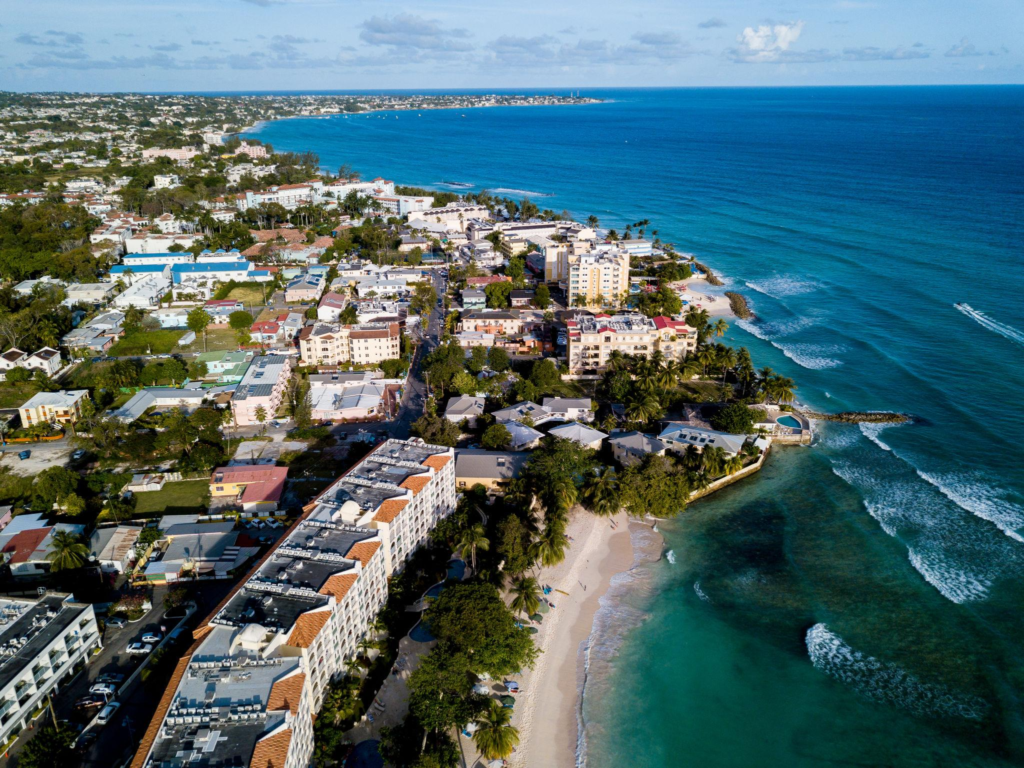Barbados coastline Aerial view