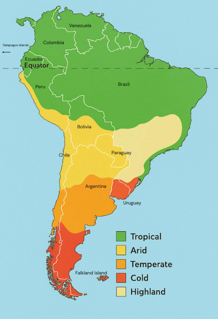 south america weather map