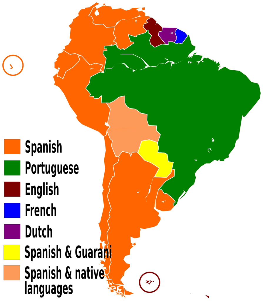 south america language map
