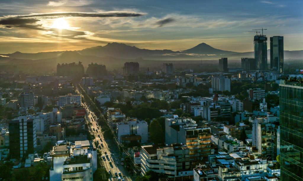 Mexico City skyline and football culture