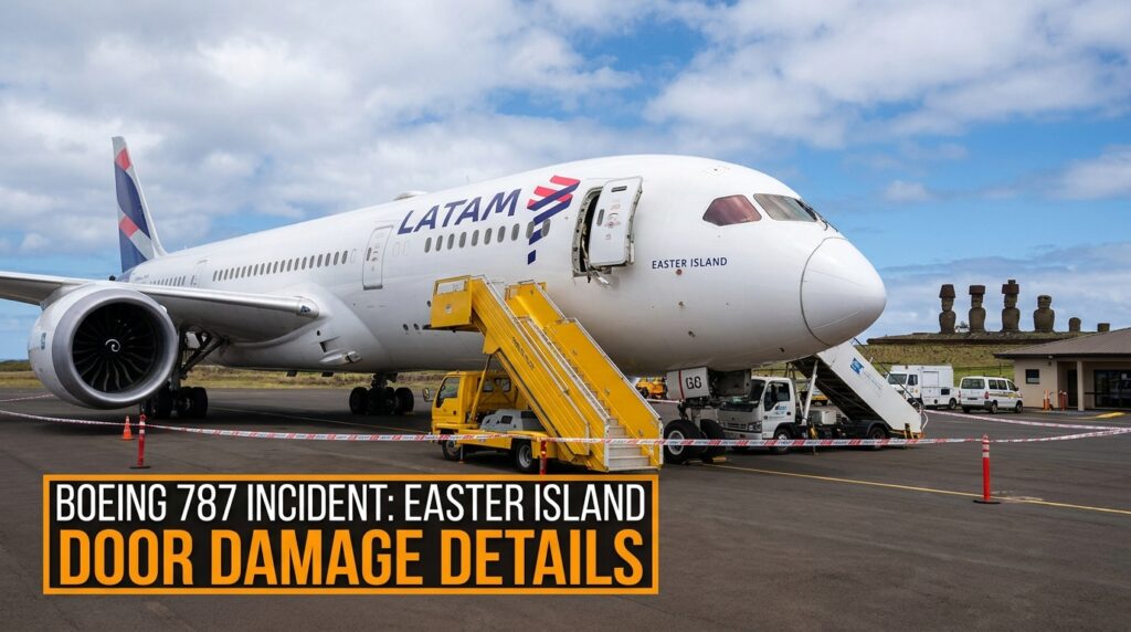 LATAM Airlines Boeing 787 Stranded on Easter Island After Airstair Truck Rips Off Cabin Door