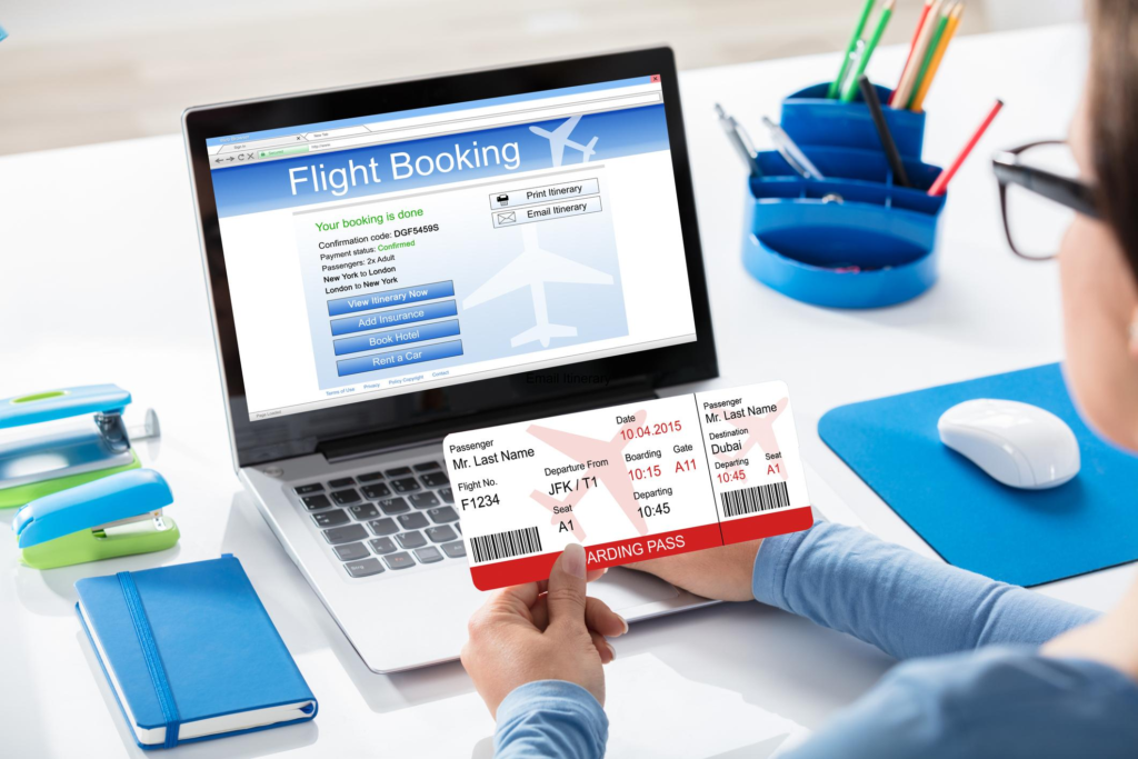 Passenger checking airline travel credits online.