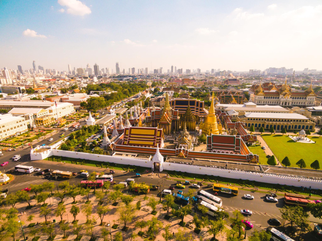 The  Aerial View of Grand Palace in Bangkok, Thailand