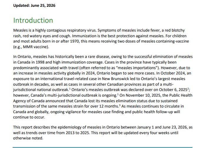 Ontario Measles Alert