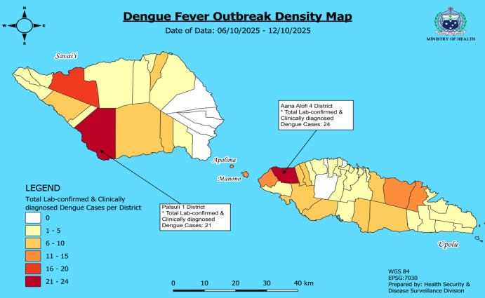 Samoa Dengue Fever Outbreak Map