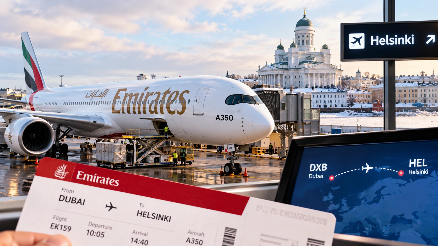 Emirates to Helsinki flight time