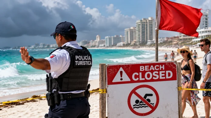 Cancun Authorities Issue Strict Red Flag Beach Warnings for Tourists